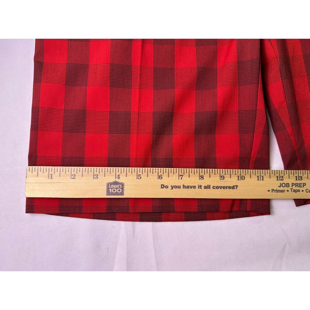 Adidas Golf Shorts Men 34 Red Black Buffalo Check Plaid Performance Stretch Flat - Picture 10 of 11